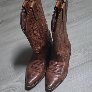 Classic Brown Leather Women's Cowboy Boots